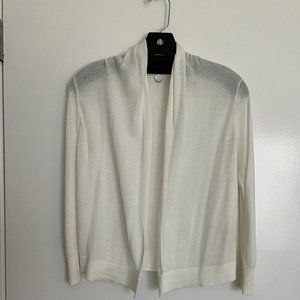 Margaret O'Leary White Cropped Shawl Cardigan Sweater